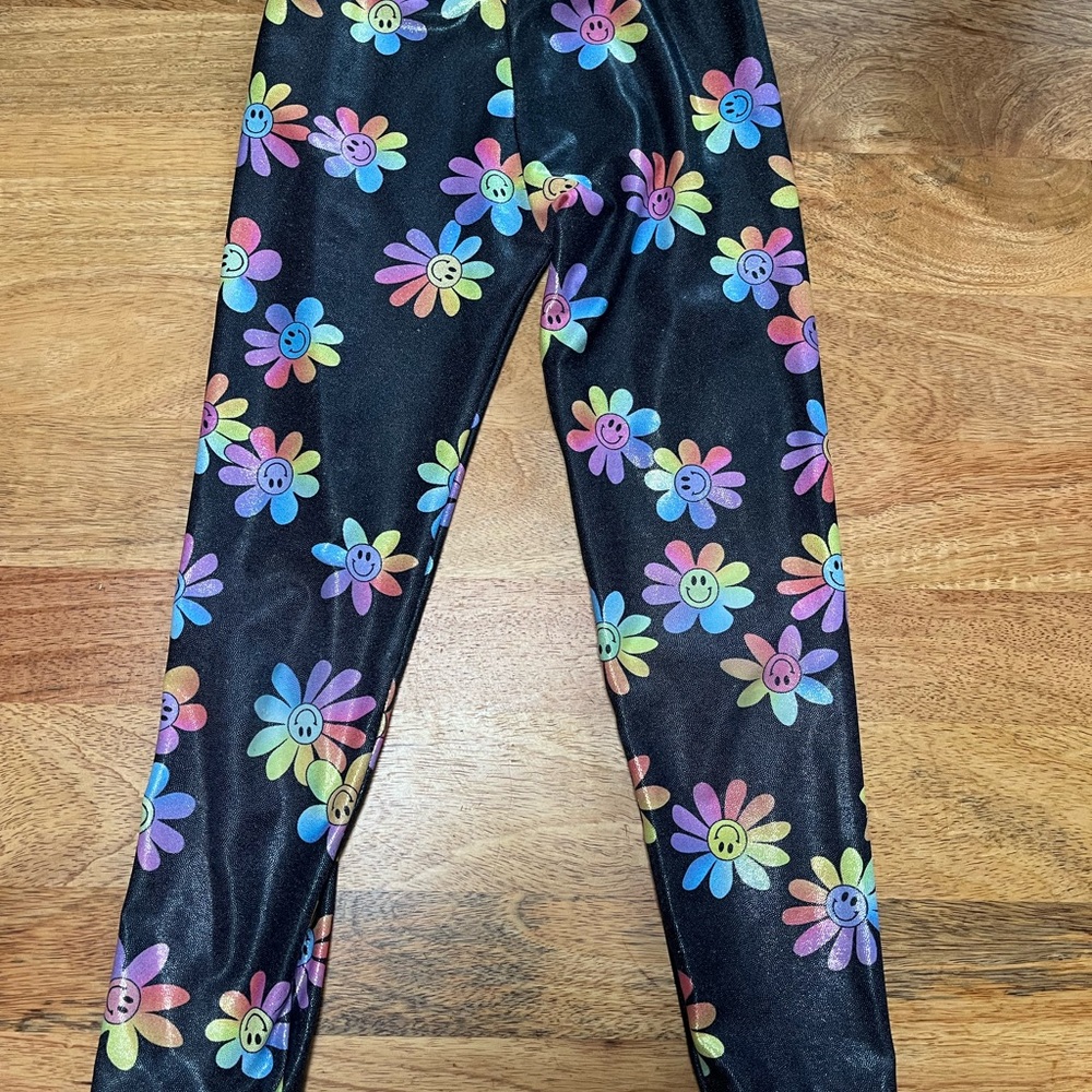 Colorful Smiley Flower Kids Leggings